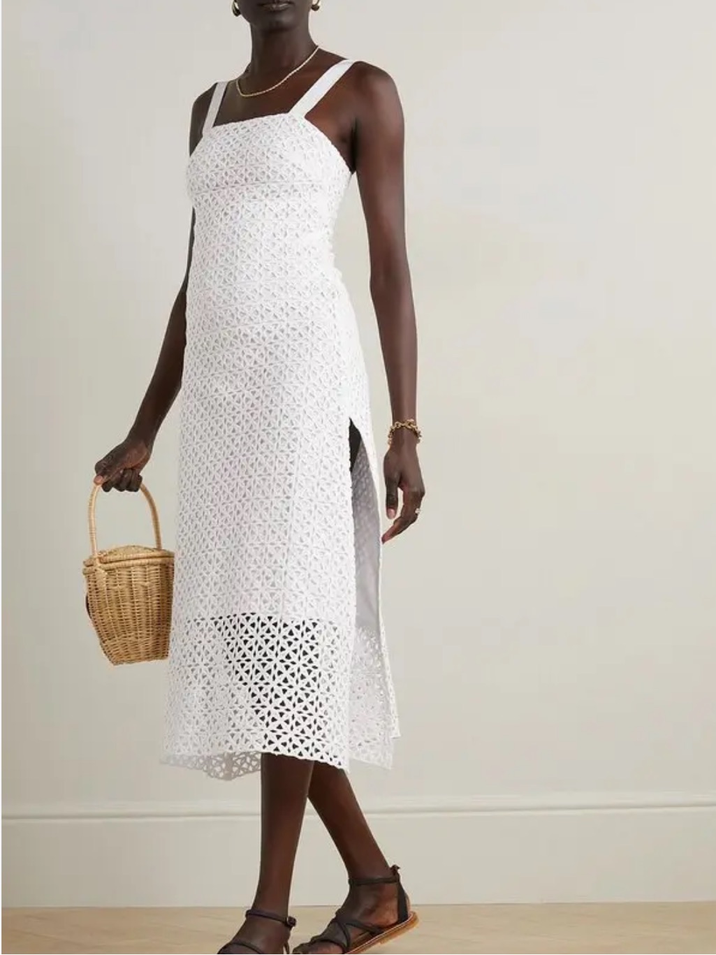 Miguelina Blake Crocheted Cotton Midi Dress G22